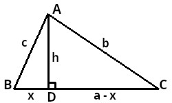 El triángulo △ABC para la fórmula de Heron