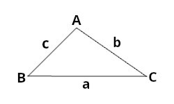triángulo △ABC y los lados a, b, c